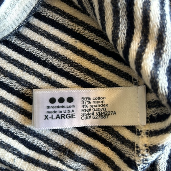 Three Dots Striped Cross Hi-Lo Hem Reversible Top szXL - Picture 11 of 13